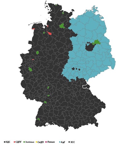 Выборы в Европарламент разделили Германию почти по границе ФРГ и ГДР