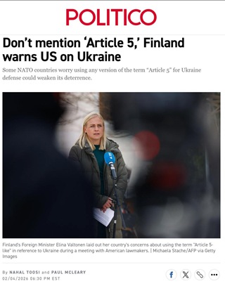 Финляндия и ряд стран НАТО выступают против &laquo;гарантий, подобных статье 5&raquo; для Украины